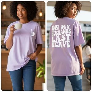 NWT 2XL "Husbands Last Nerve" Lilac Tee Shirt